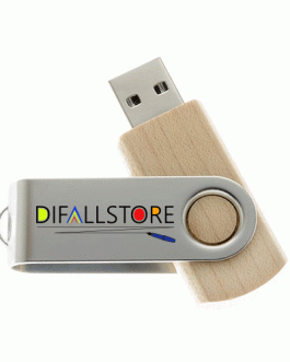 Pendrive Madera con tapa Metálica Giratoria DI05